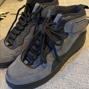 Jordan Black Gray High Top Men's Athletic Sneakers Solid Rubber Sole